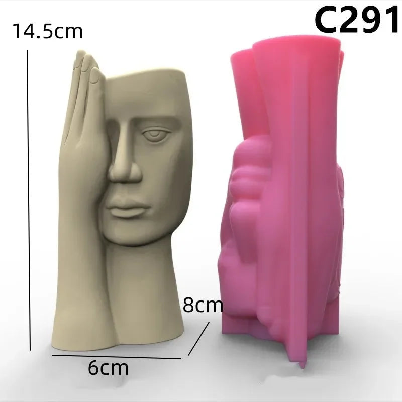 3D Large Nordic women's vase epoxy resin silicone mold abstract goddess vase concrete cement silicone mold girl vase gypsum mold