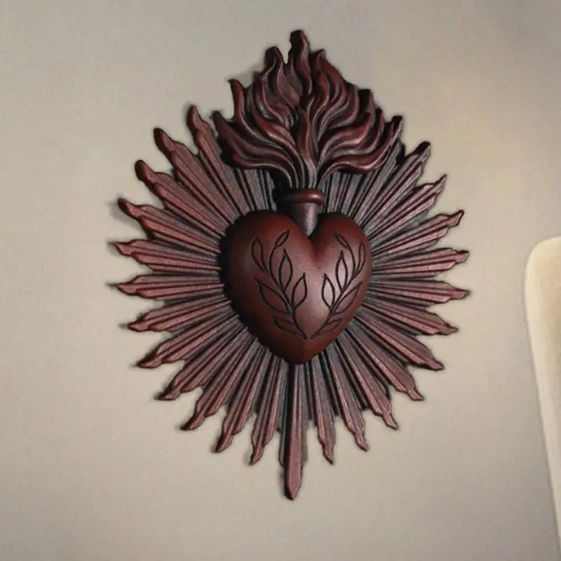 Sacred Heart Wall Hangable Resin Heart Wall Ornament Spiritual Decor Catholic Home Decoration Religious Art Hangable For