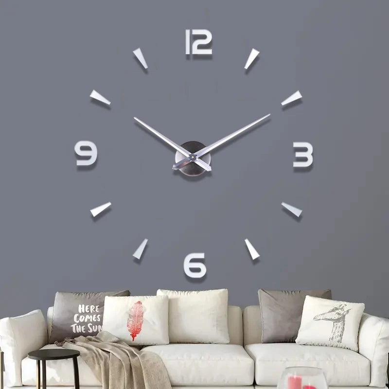 Large 3D digital clock, hanging clock, living room, large garden, acrylic mirror wall sticker, living room, bedroom decoration