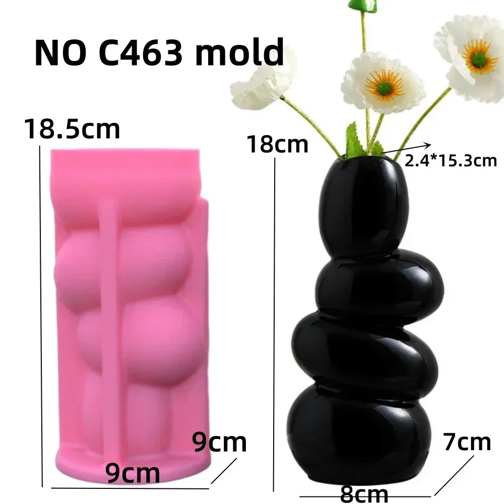 New 14-24cm Large Nordic minimalist vase resin silicone mold irregular geometric shape vase concrete cement gypsum silicone mold