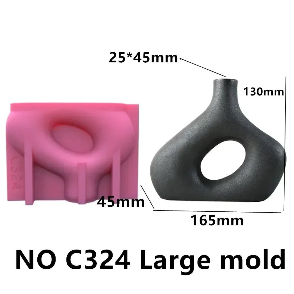 New 14-24cm Large Nordic minimalist vase resin silicone mold irregular geometric shape vase concrete cement gypsum silicone mold