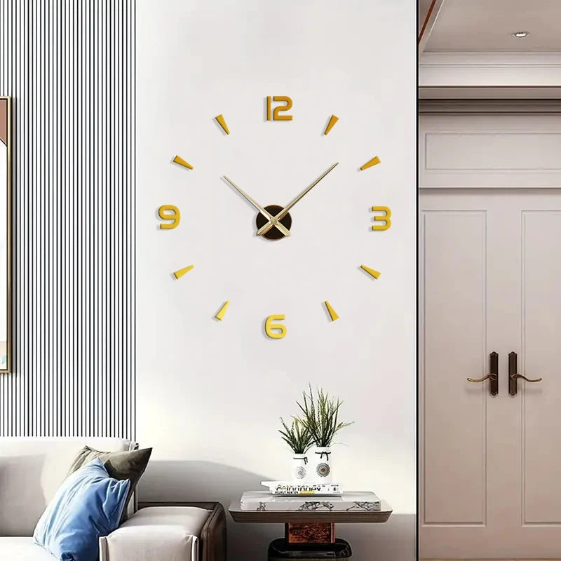 Large 3D digital clock, hanging clock, living room, large garden, acrylic mirror wall sticker, living room, bedroom decoration