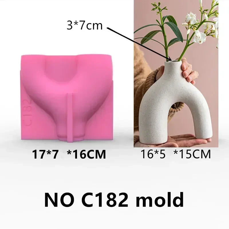 New 14-24cm Large Nordic minimalist vase resin silicone mold irregular geometric shape vase concrete cement gypsum silicone mold