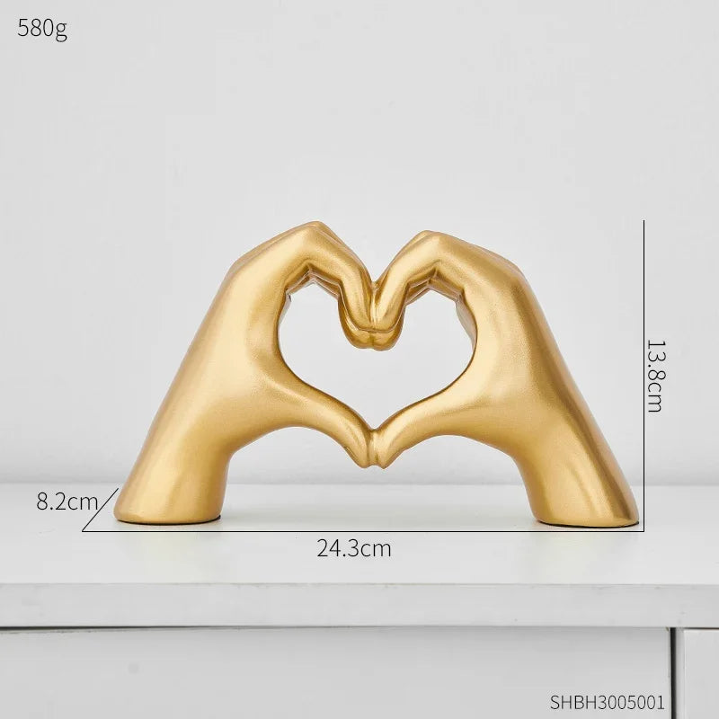 Minimalism Heart Gesture Sculpture Resin Abstract Hand Love Statue Figurine Home Living Room Desktop Decoration Accessories