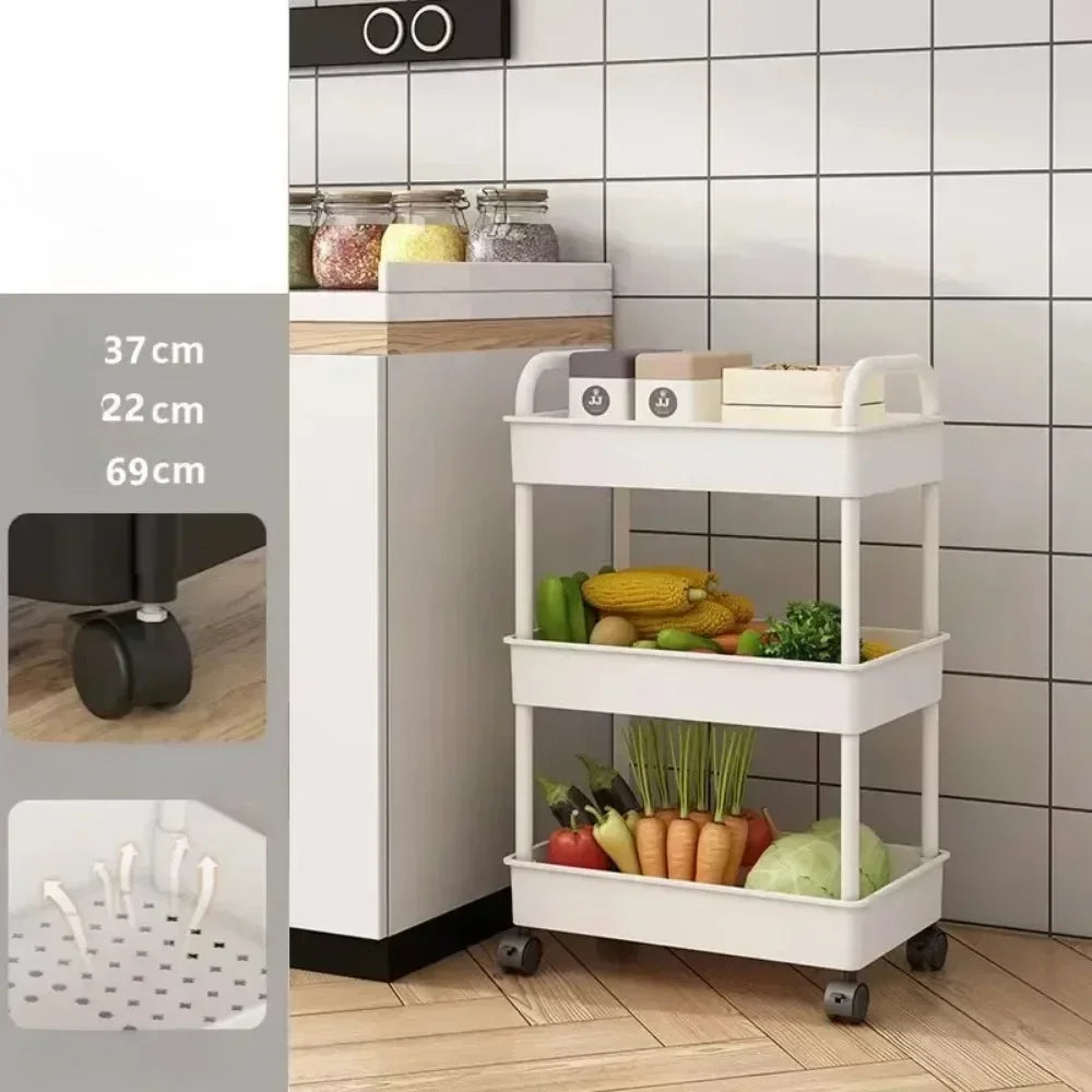 Household Multi-layer Small Cart Storage Rack Floor To Floor Kitchen Bedroom Bathroom Storage Rack Storage Rack With Wheels