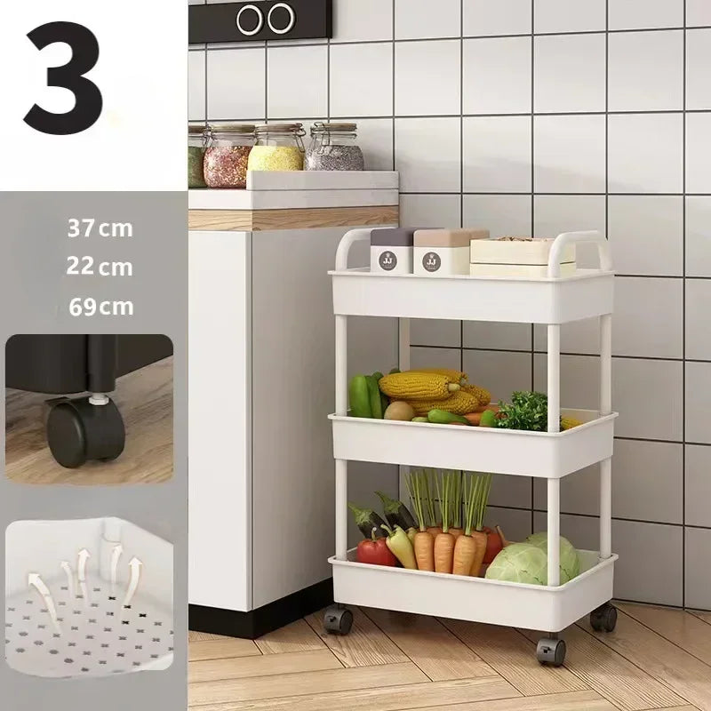 Household Multi-layer Small Cart Storage Rack Floor To Floor Kitchen Bedroom Bathroom Storage Rack Storage Rack With Wheels