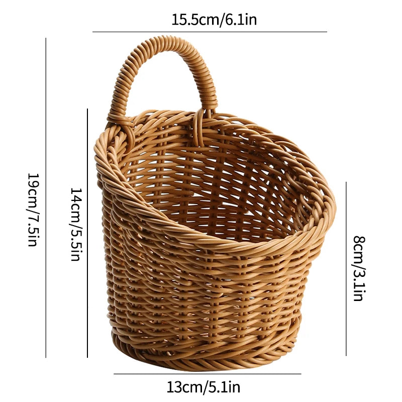 Woven Storage Basket Hanging Portable Wall Hanging Basket Portable Flower Plant Pot Desktop Kitchen Vegetables Storage корзина