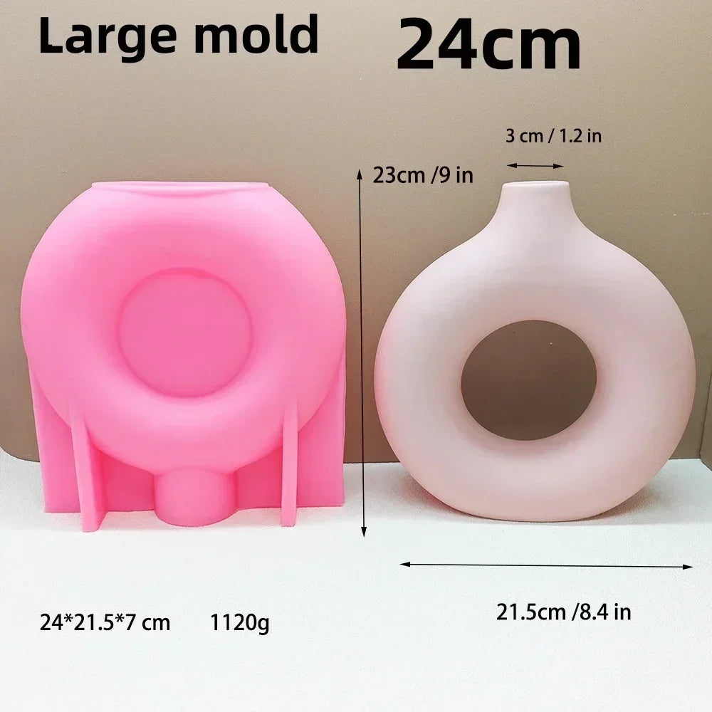 New 14-24cm Large Nordic minimalist vase resin silicone mold irregular geometric shape vase concrete cement gypsum silicone mold