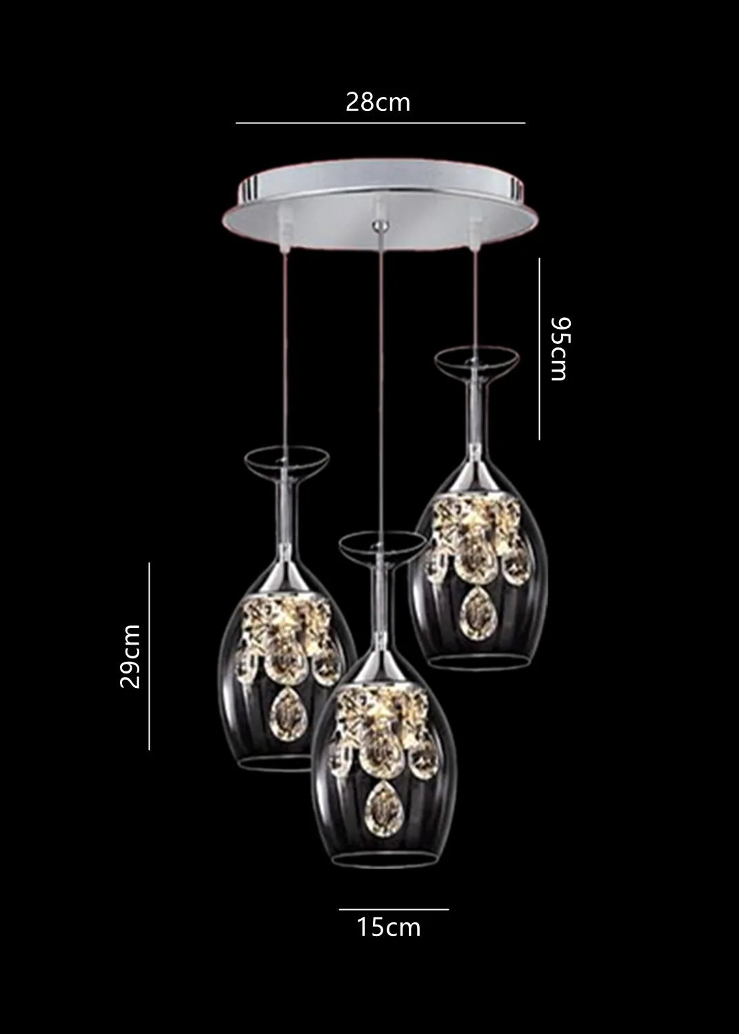 Modern Crystal Wine Glasses Chandelier, Led Crystal Wine Glass Pendant Light, Adjustable Pendant