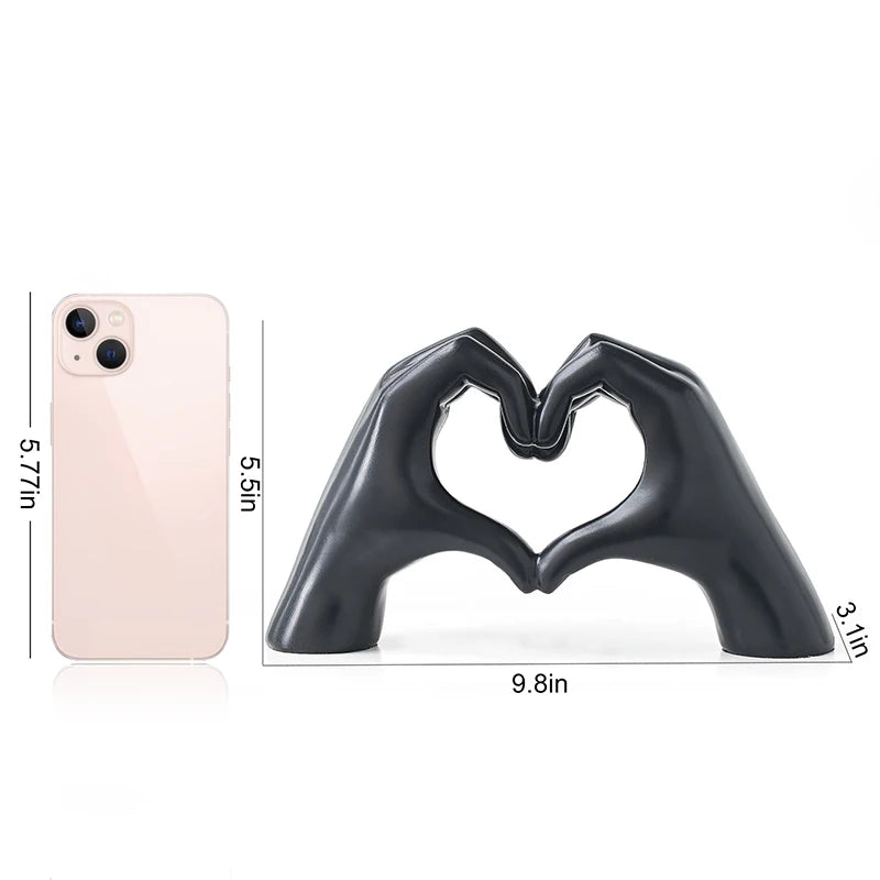 Minimalism Heart Gesture Sculpture Resin Abstract Hand Love Statue Figurine Home Living Room Desktop Decoration Accessories