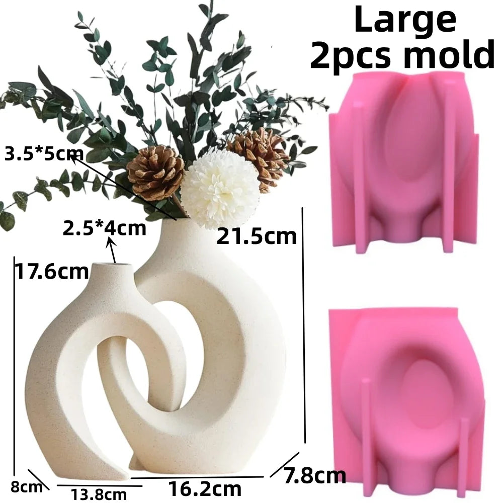 New 14-24cm Large Nordic minimalist vase resin silicone mold irregular geometric shape vase concrete cement gypsum silicone mold