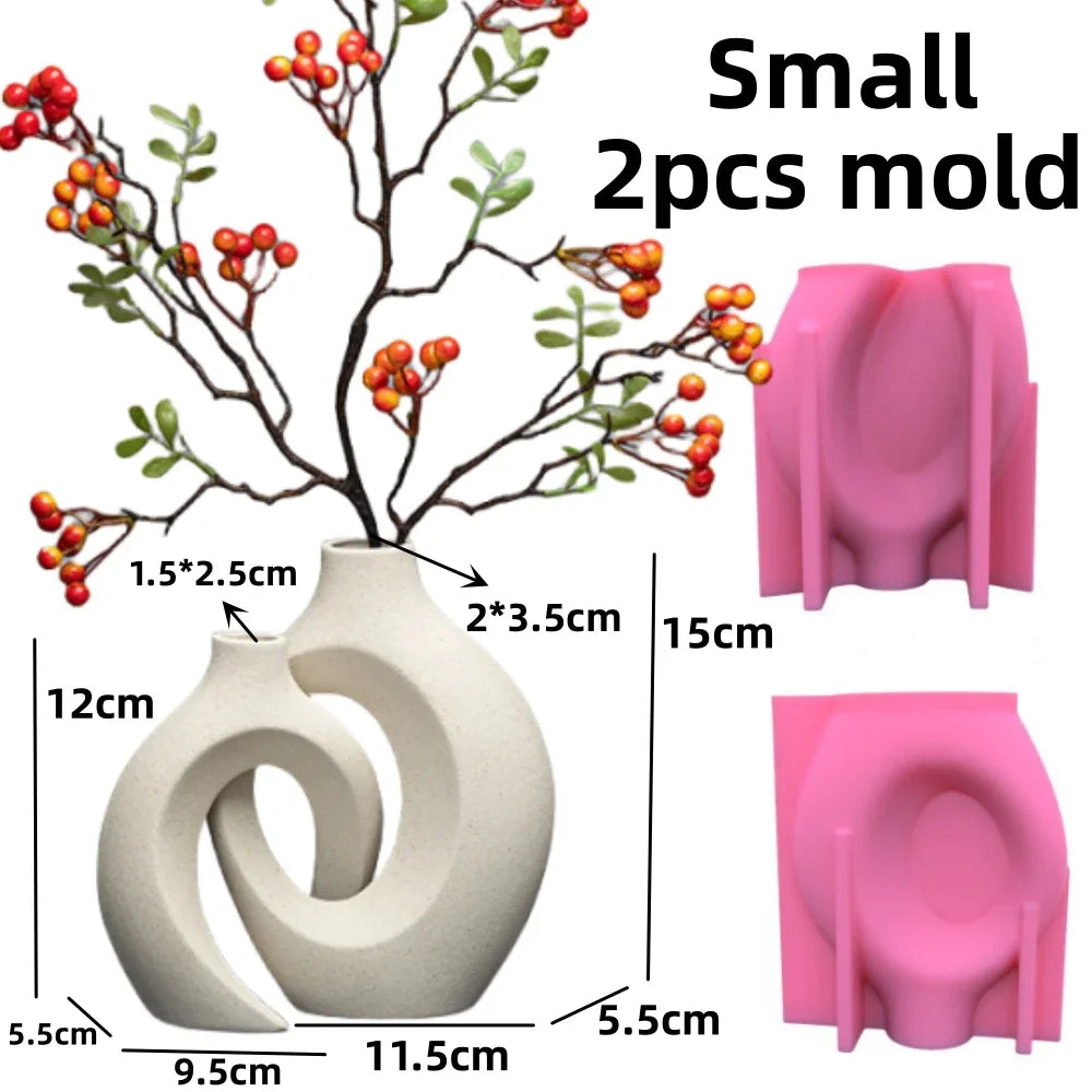 New 14-24cm Large Nordic minimalist vase resin silicone mold irregular geometric shape vase concrete cement gypsum silicone mold