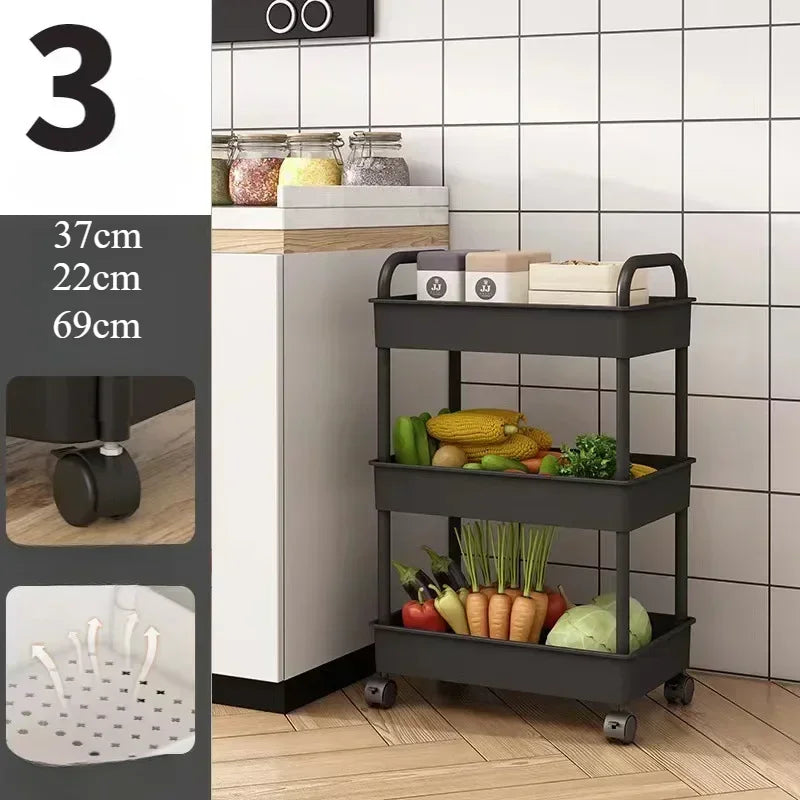 Household Multi-layer Small Cart Storage Rack Floor To Floor Kitchen Bedroom Bathroom Storage Rack Storage Rack With Wheels