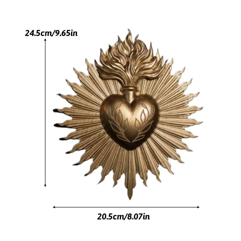 Sacred Heart Wall Hangable Resin Heart Wall Ornament Spiritual Decor Catholic Home Decoration Religious Art Hangable For