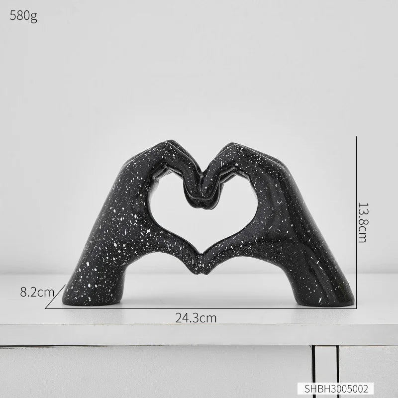 Minimalism Heart Gesture Sculpture Resin Abstract Hand Love Statue Figurine Home Living Room Desktop Decoration Accessories