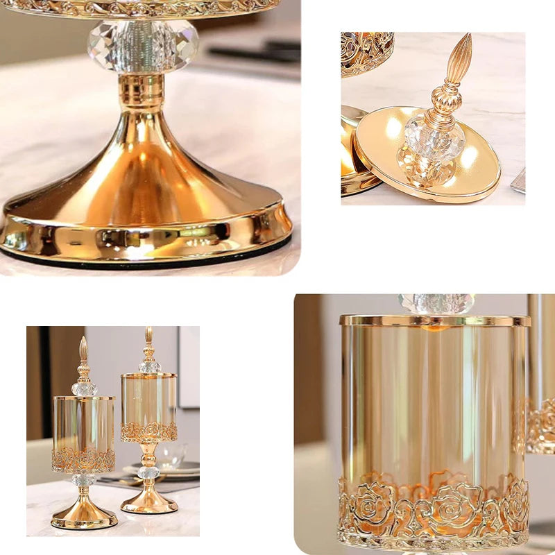 Luxury Glass Jar  European Style Glass Candy Can Home Decoration Tea Table Storage Can Storage Tank With Lid