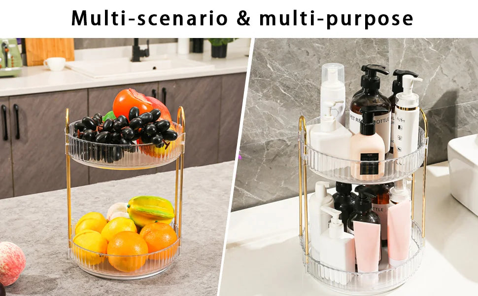 Rotating Makeup Organizer for Vanity, High-Capacity Skincare Clear Make Up Storage Perfume Cosmetic Dresser Organizer Countertop