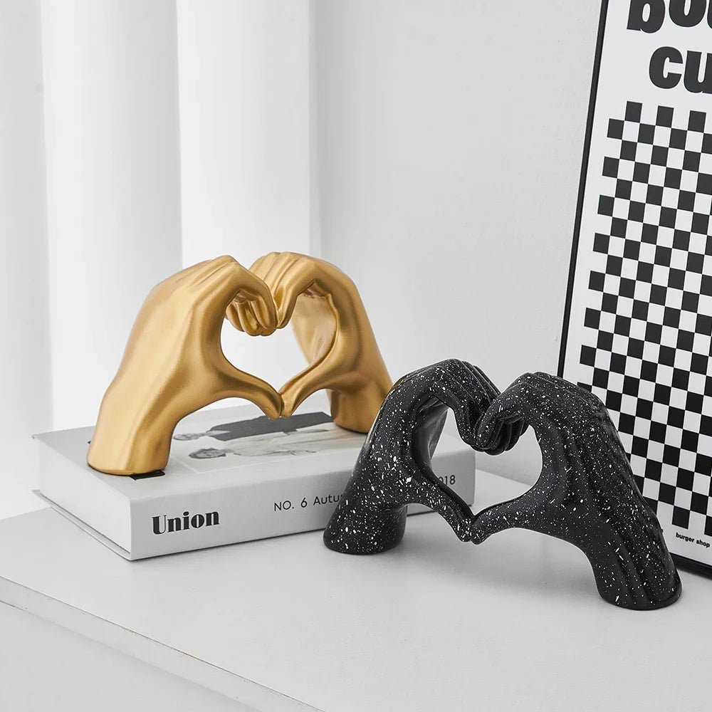 Minimalism Heart Gesture Sculpture Resin Abstract Hand Love Statue Figurine Home Living Room Desktop Decoration Accessories