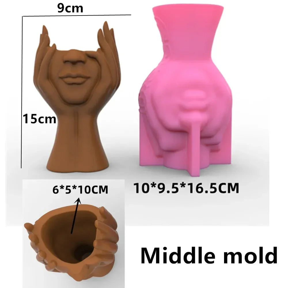 3D Large Nordic women's vase epoxy resin silicone mold abstract goddess vase concrete cement silicone mold girl vase gypsum mold