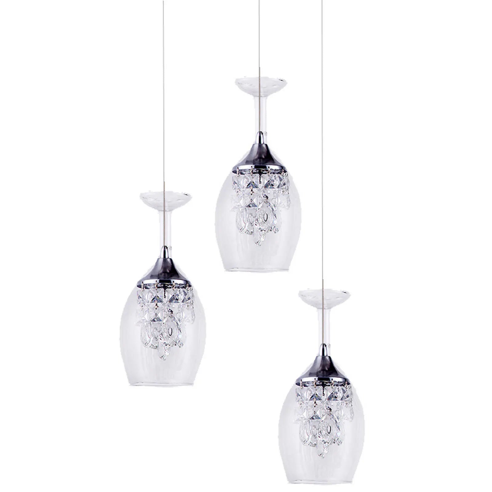 Modern Crystal Wine Glasses Chandelier, Led Crystal Wine Glass Pendant Light, Adjustable Pendant