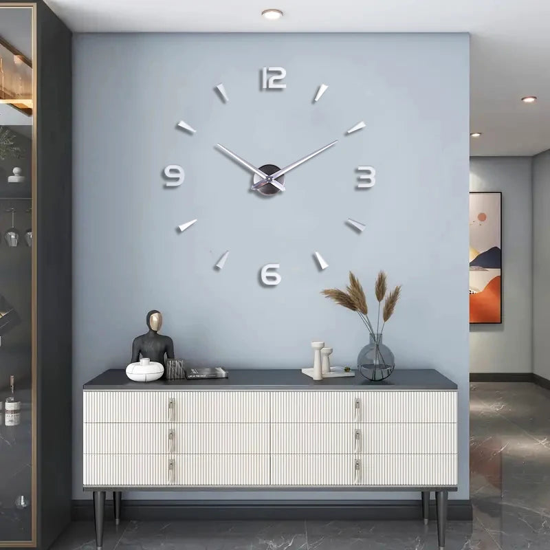 Large 3D digital clock, hanging clock, living room, large garden, acrylic mirror wall sticker, living room, bedroom decoration