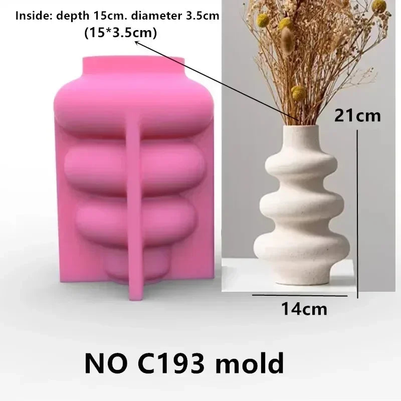 New 14-24cm Large Nordic minimalist vase resin silicone mold irregular geometric shape vase concrete cement gypsum silicone mold