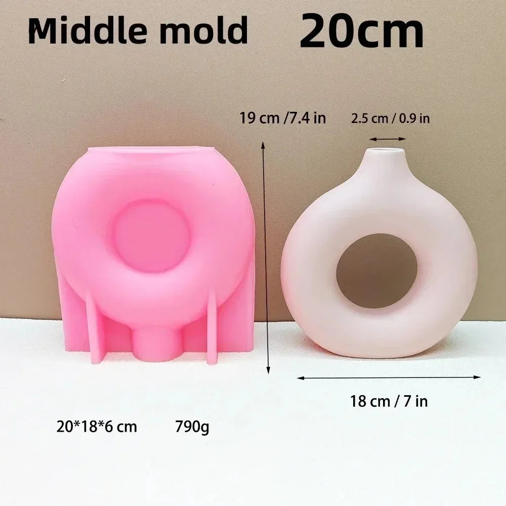 New 14-24cm Large Nordic minimalist vase resin silicone mold irregular geometric shape vase concrete cement gypsum silicone mold