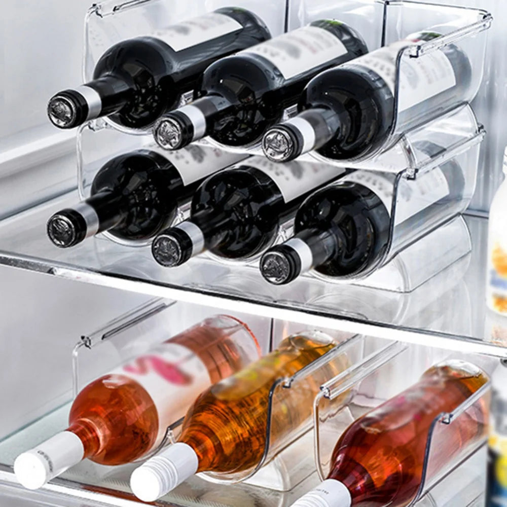 Stackable Wine Rack Bottle Holder Kitchen Refrigerator Organizer Universal Beverage Bottle Organizer Champagne Storage Box