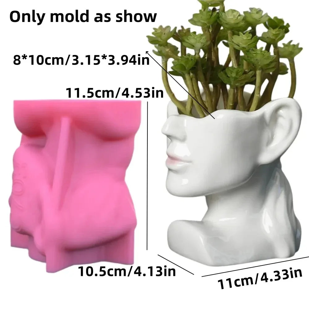 3D Large Nordic women's vase epoxy resin silicone mold abstract goddess vase concrete cement silicone mold girl vase gypsum mold