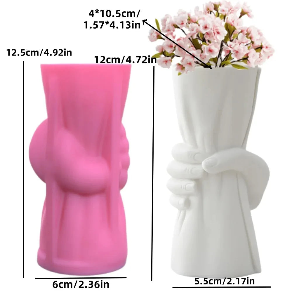 3D Large Nordic women's vase epoxy resin silicone mold abstract goddess vase concrete cement silicone mold girl vase gypsum mold