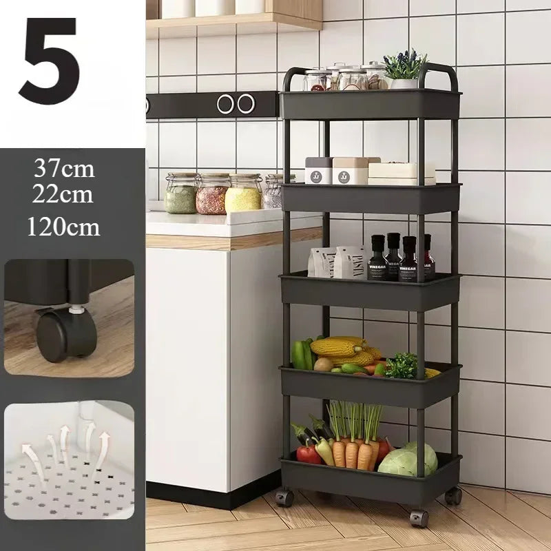 Household Multi-layer Small Cart Storage Rack Floor To Floor Kitchen Bedroom Bathroom Storage Rack Storage Rack With Wheels